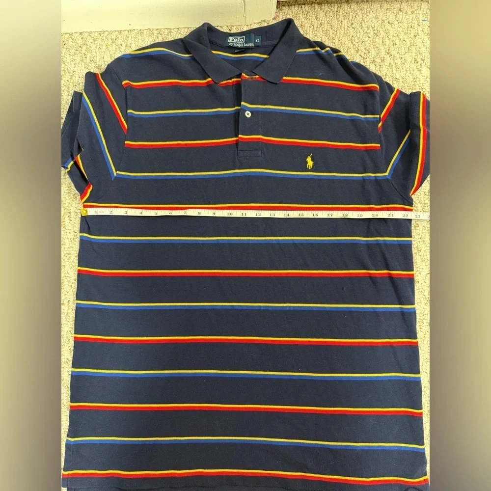 Polo by Ralph Lauren Men's Polo Shirt with Navy and Red Stripes size XL